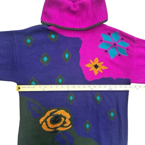 VTG Plain Jane by Sweet Baby Jane Purple, Pink and Green Knit Sweater Dress Sz M - Picture 7 of 10